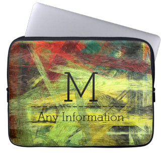 Protection Pour Ordinateur Portable Monogramme Moderne Coloré à Grain de Bois #2