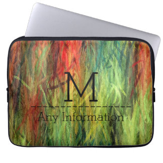 Protection Pour Ordinateur Portable Monogramme Moderne Coloré à Grain de Bois #3