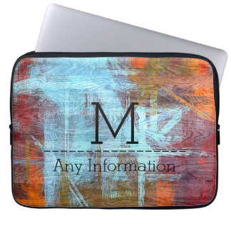Protection Pour Ordinateur Portable Monogramme Moderne Coloré en Bois