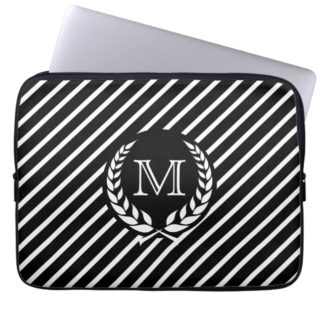 Protection Pour Ordinateur Portable Monogramme noir fileté DS (Devant)