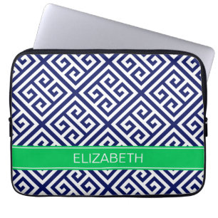 Protection Pour Ordinateur Portable Monogramme nommé vert principal grec de Med Diag