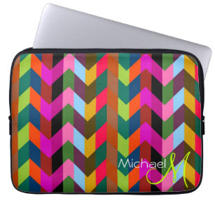 Protection Pour Ordinateur Portable Monogramme personnalisé Chevron Zigzag Moderne 2