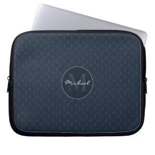 Protection Pour Ordinateur Portable Monogramme personnalisé foncé beau de bleu marine