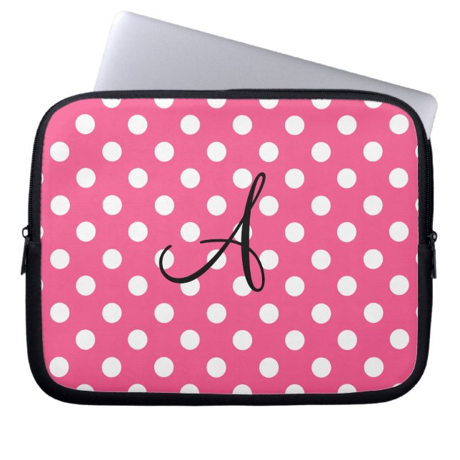 Protection Pour Ordinateur Portable Monogramme rose de pois (Devant)