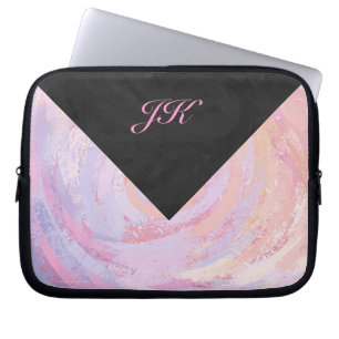 Protection Pour Ordinateur Portable Monogramme rose et noir