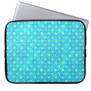 Protection Pour Ordinateur Portable motif Abstrait - Bleu, Jade vert & Blanc