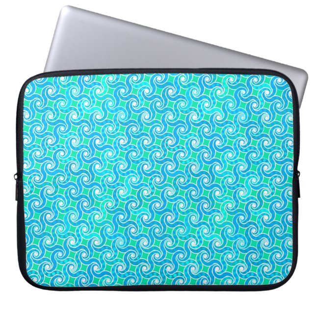 Protection Pour Ordinateur Portable motif Abstrait - Bleu, Jade vert & Blanc (Devant)