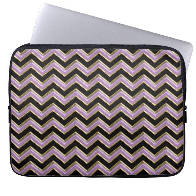 Protection Pour Ordinateur Portable Motif Amethyst Gold Black Zigzag (Devant)