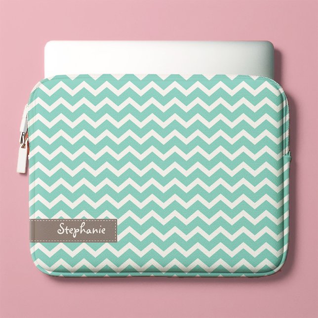 Protection Pour Ordinateur Portable Motif Aqua Zig Zag Chevrons (Créateur téléchargé)