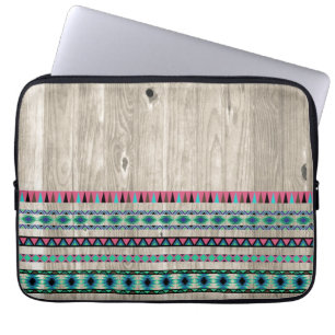 Protection Pour Ordinateur Portable Motif aztèque moderne sur le bois