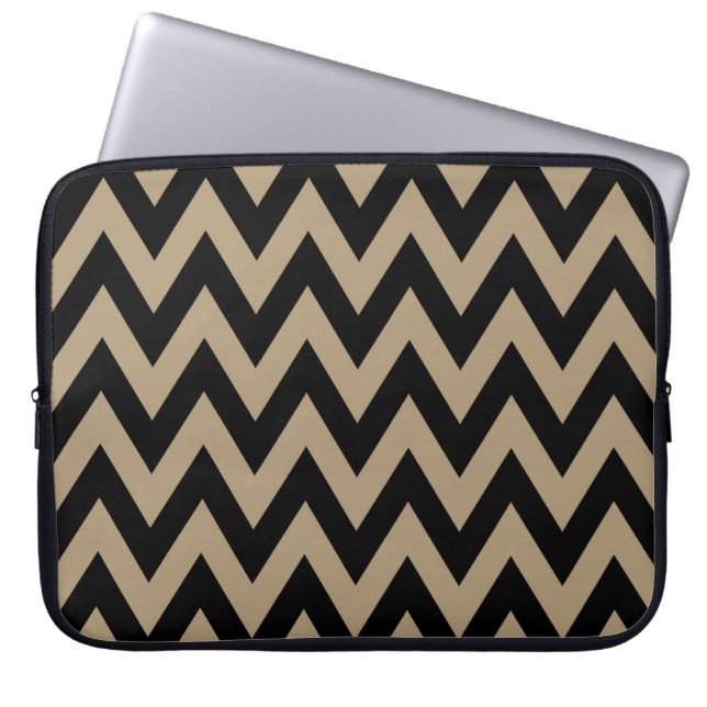 Protection Pour Ordinateur Portable Motif beige noir de Chevron (Devant)
