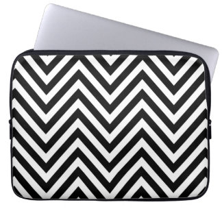 PROTECTION POUR ORDINATEUR PORTABLE MOTIF BLANC NOIR MODERNE GIRLY DE CHEVRON