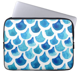 Protection Pour Ordinateur Portable Motif bleu d'échelle d'aquarelle