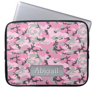 Protection Pour Ordinateur Portable Motif Camo rose gris Nom personnalisé