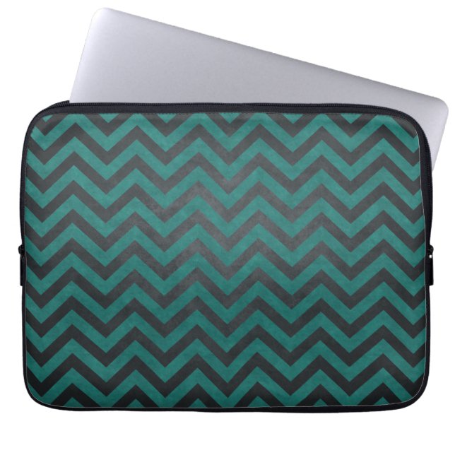Protection Pour Ordinateur Portable Motif Chevron Sarcelle (Devant)
