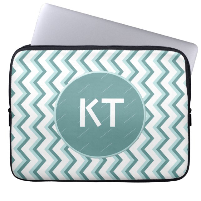 Protection Pour Ordinateur Portable Motif Chevron ZigZag dans Mint Green (Devant)