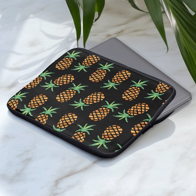 Protection Pour Ordinateur Portable Motif d'ananas tropical Noir (Créateur téléchargé)
