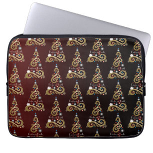 Protection Pour Ordinateur Portable Motif d'arbre de Noël doré de la paix sur Terre