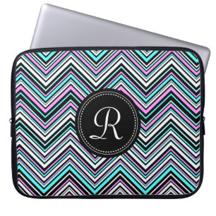 Protection Pour Ordinateur Portable Motif de Chevron de tribu féminine monogramme