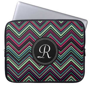 Protection Pour Ordinateur Portable Motif de Chevron tribal coloré monogramme