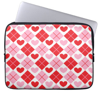Protection Pour Ordinateur Portable Motif de coeur Jacquard rouge et rose