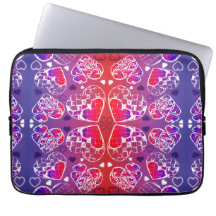 Protection Pour Ordinateur Portable Motif de coeur romantique violet et rouge Whimsica
