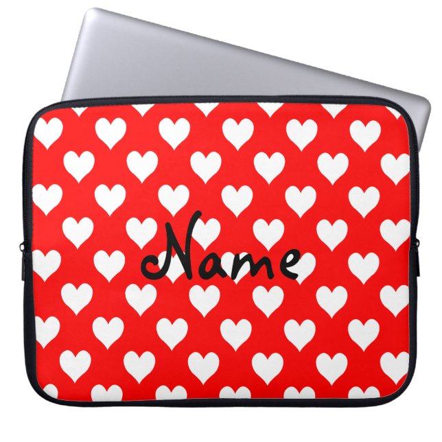 Protection Pour Ordinateur Portable Motif de coeur rouge et blanc personnalisé (Devant)
