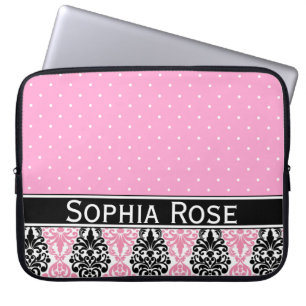 Protection Pour Ordinateur Portable Motif de Damas Polka Dot tendance avec nom