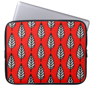 Protection Pour Ordinateur Portable Motif de feuille de hêtre - Rouge, noir et gris / 