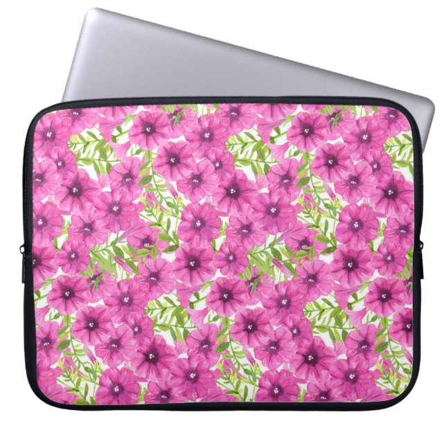 Protection Pour Ordinateur Portable Motif de fleurs pétunia rose (Devant)