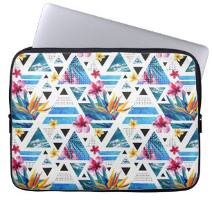 Protection Pour Ordinateur Portable Motif de fleurs tropical géométrique