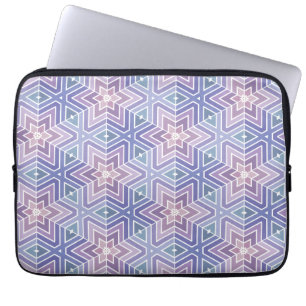 Protection Pour Ordinateur Portable Motif de Maze d'étoile géométrique violet et turqu