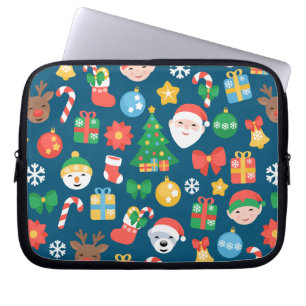 Protection Pour Ordinateur Portable Motif de Noël joyeux sur bleu