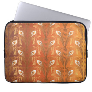 Protection Pour Ordinateur Portable motif de plumes de paon d'or art déco vintage