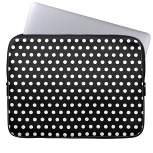 Protection Pour Ordinateur Portable Motif de point noir et blanc de polka. Tacheté