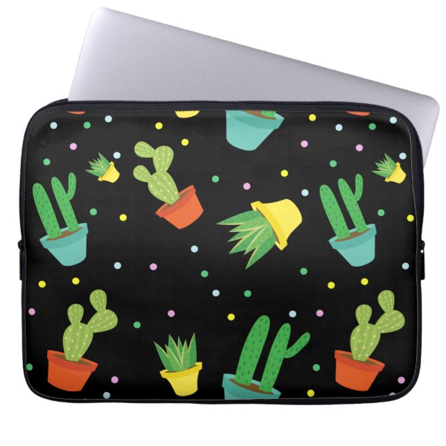 Protection Pour Ordinateur Portable Motif de pois succulent mignon de cactus (Devant)