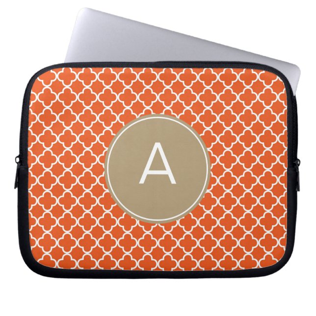 Protection Pour Ordinateur Portable Motif de Quatrefoil monogramme (Devant)