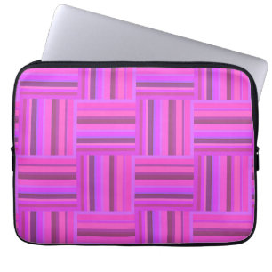 Protection Pour Ordinateur Portable Motif de tissage à rayures roses