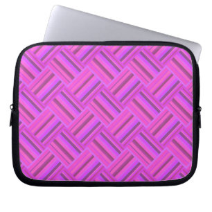 Protection Pour Ordinateur Portable Motif de tissage en diagonale à rayures roses