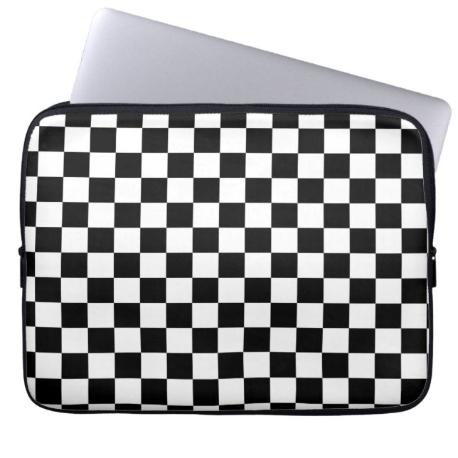 Protection Pour Ordinateur Portable Motif de vérification noir et blanc (Devant)