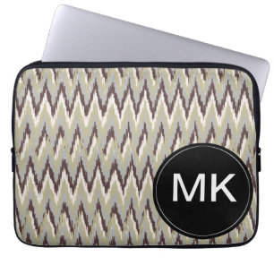 Protection Pour Ordinateur Portable Motif de zigzag d'iKat de café et de sauge