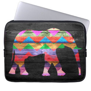 Protection Pour Ordinateur Portable Motif d'éléphant de Chevron sur le bois