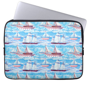 Protection Pour Ordinateur Portable Motif des voiliers Watercolor