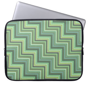 Protection Pour Ordinateur Portable Motif d'escalier à rayures vert olive