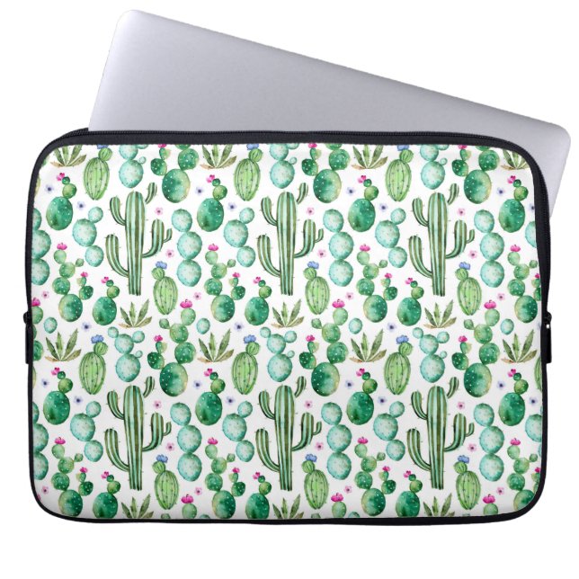Protection Pour Ordinateur Portable Motif d'usines de cactus d'aquarelle (Devant)