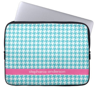Protection Pour Ordinateur Portable Motif élégant de pied-de-poule d'Aqua