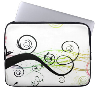 Protection Pour Ordinateur Portable Motif en spirale avec le feuille et les cercles