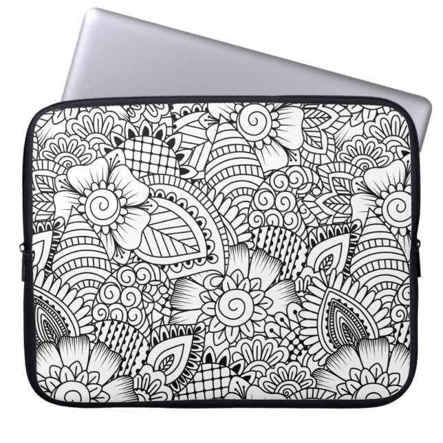 Protection Pour Ordinateur Portable Motif floral de griffonnage (Devant)