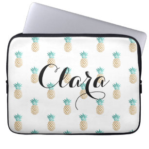 Protection Pour Ordinateur Portable motif frais tropical d'ananas d'or de faux d'été