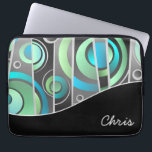 Protection Pour Ordinateur Portable Motif géométrique Abstrait cool avec Monogramme<br><div class="desc">Protégez votre ordinateur portable ou votre tablette avec style grâce à un design géométrique abstrait cool qui a un attrait pop-art. Une bande noire assortie ancre la conception et comprend un monogramme personnalisé que vous pouvez modifier avec votre nom ou autre texte.</div>